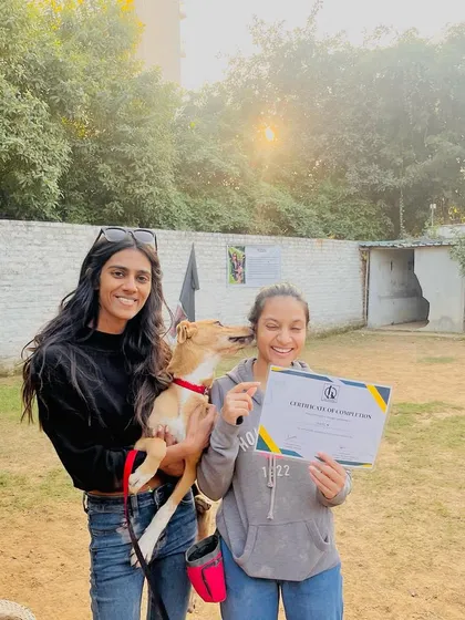 Pixel graduated from our puppy training program, which includes basic obedience, socialization, confidence building, and home manners. She's ready for the world.