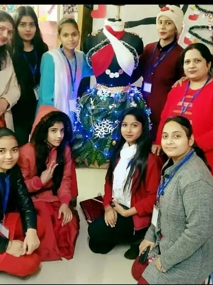 We are more than just an institute; we are a community. Here, our students and faculty gather to celebrate their collective work, showcasing a creative Christmas-themed mannequin display. We foster a supportive environment for women to grow and succeed together.