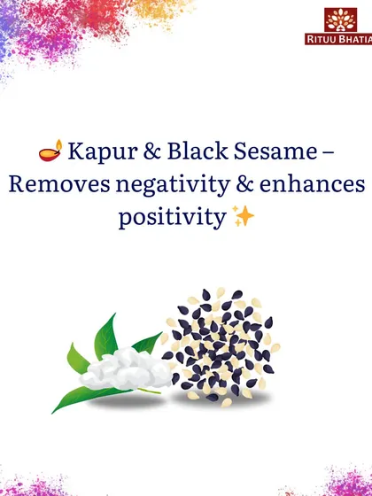For cleansing negative energies and enhancing positivity in your home and aura, offering Kapur (camphor) and black sesame seeds (til) to the sacred fire of Holika Dahan is a very effective remedy.