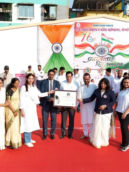 A proud moment for our institute, receiving an award for setting our 8th world record in yoga. This reflects the dedication and spirit of our entire community of students and teachers.