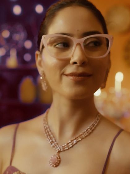 Another stylish look from the Kushal's campaign. The makeup is chic and sophisticated, with a focus on polished skin and soft definition to complement the modern jewellery.