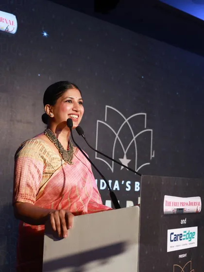 Another shot from the podium at the Annual Report Awards. My focus here is on maintaining a professional demeanor while engaging the audience of corporate leaders and awardees.