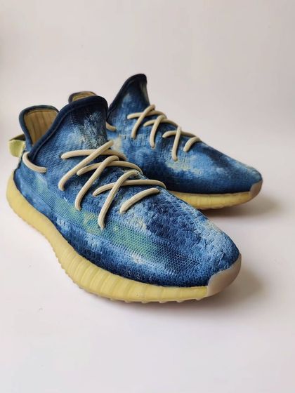 Indigo Yeezy. I've been obsessed with indigo dye for ages, so I decided to paint a pair of Yeezys with that same beautiful, textured look.