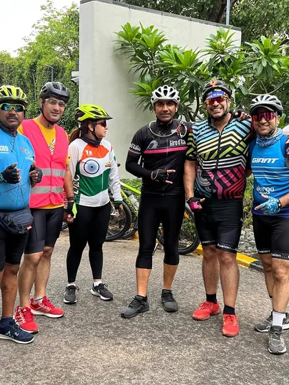 A group of our members, all smiles after a good ride. The energy is always high.