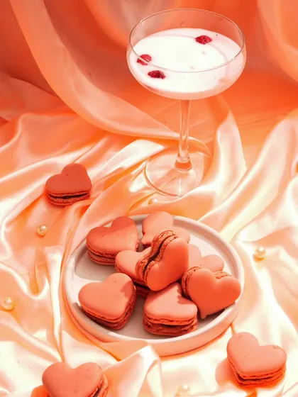 Themed campaigns are my specialty. For this Valentine's shoot, I used soft fabrics and a romantic color palette to style these heart-shaped macarons, creating an elegant and desirable image that perfectly fits the occasion.
