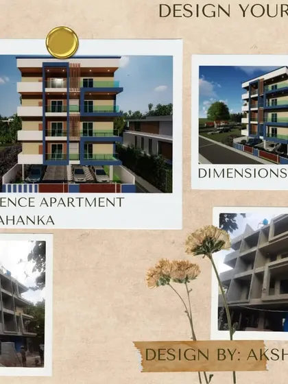 This collage shows the journey of a residential apartment in Yelahanka, from my initial 3D design concepts to the actual building taking shape on site. What you see in the render is what I deliver in reality.