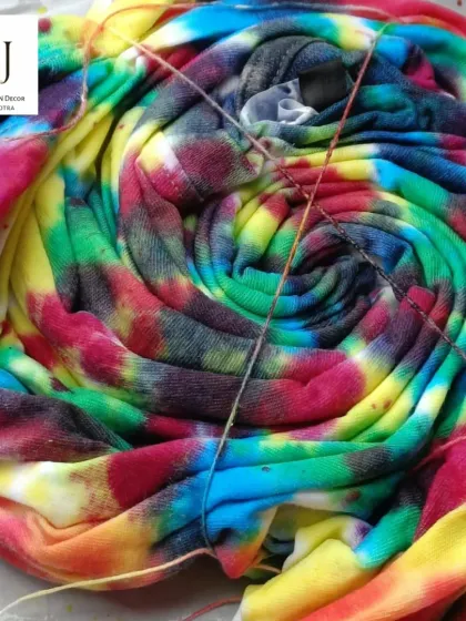 A close-up of a colorful tie-dye swirl before the big reveal. This activity is a fantastic, hands-on experience for older kids and teens.