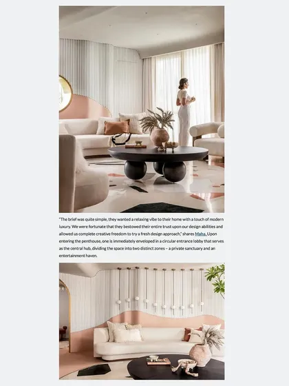 A snippet from our feature in Architecture + Design magazine, highlighting the penthouse as an oasis of modern minimalism.