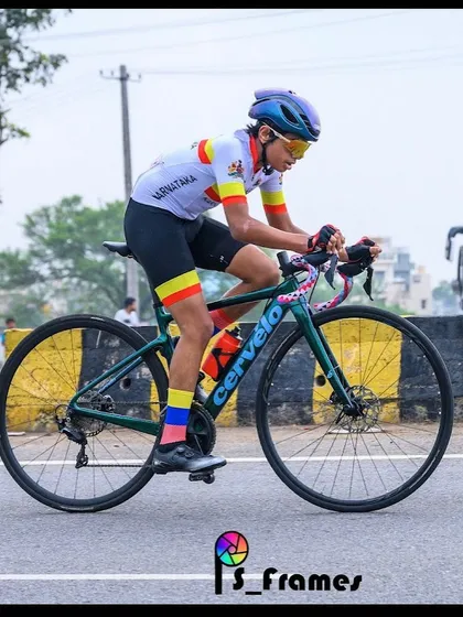 We are committed to nurturing the next generation of champions. This action shot shows one of our U-14 riders competing in the State Championships. Supporting young talent and watching them excel in competitive cycling is a huge part of our mission.