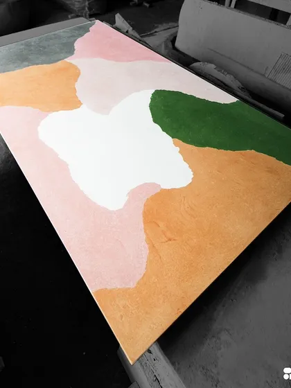 Explore the variety of our custom tables and consoles. From multi-color concrete slabs and Venetian terrazzo tops to pieces with intricate brass inlays and leaf imprints, each one is handcrafted to be uniquely yours.