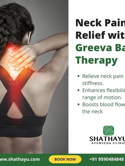 This is Greeva Basti, a specialized treatment for chronic neck pain and stiffness. By pooling warm, medicated oil on the cervical region, I can effectively relieve pain from conditions like cervical spondylosis, reduce stiffness, and enhance the flexibility and range of motion in your neck.
