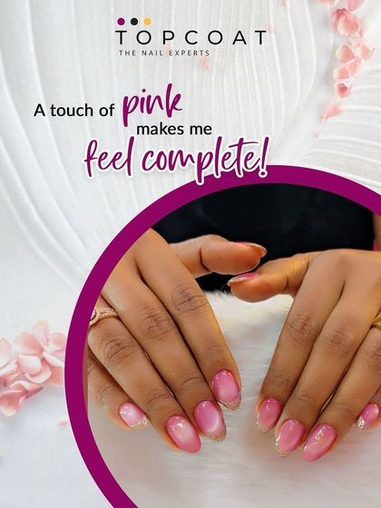 A touch of pink makes everything better. This client chose a lovely pink cat eye effect that gives the nails a soft, pearlescent glow. It’s a feminine and delicate design that looks absolutely complete.