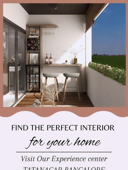 This balcony design includes a compact bar unit with wine storage, creating a perfect spot for evening entertainment.