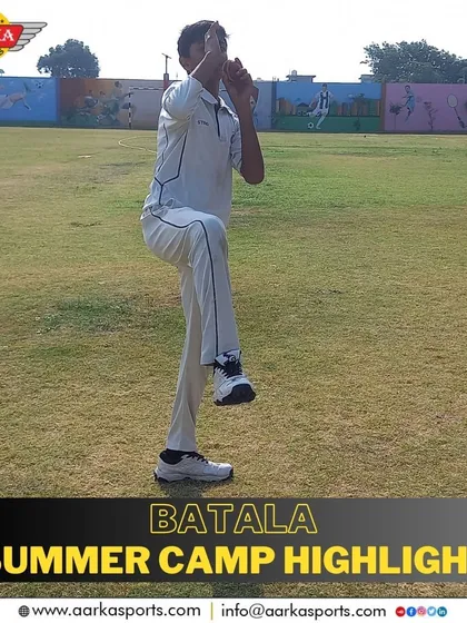 A young bowler at our summer camp, perfecting his action. I focus on getting the high-arm action right from the start.