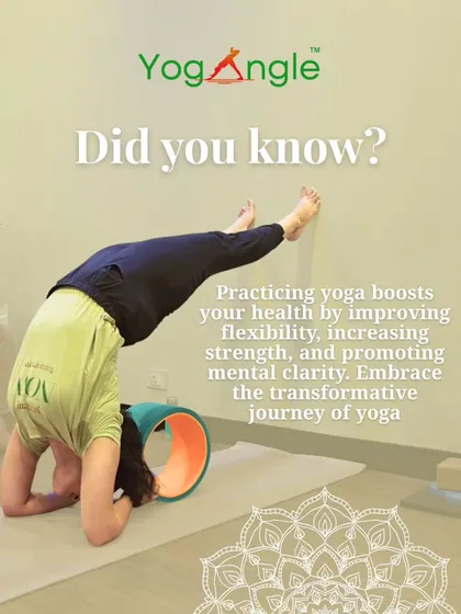 Did you know that props can make your practice more effective? Using a yoga wheel for support in this inversion helps to improve flexibility and build strength safely, enhancing the transformative journey of yoga.