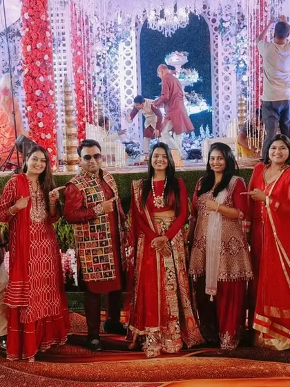 The full team on stage, ready to bring soulful music to the wedding ceremony.