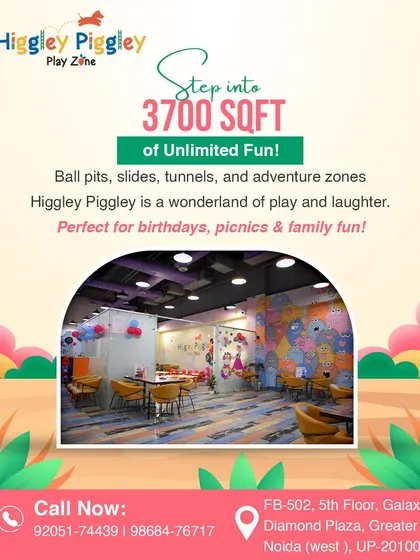 Welcome to our 3700 sqft wonderland of play. I designed the space to be open and inviting, with a dedicated café area for adults and a vibrant, fully-equipped playzone for kids, ensuring comfort for everyone.