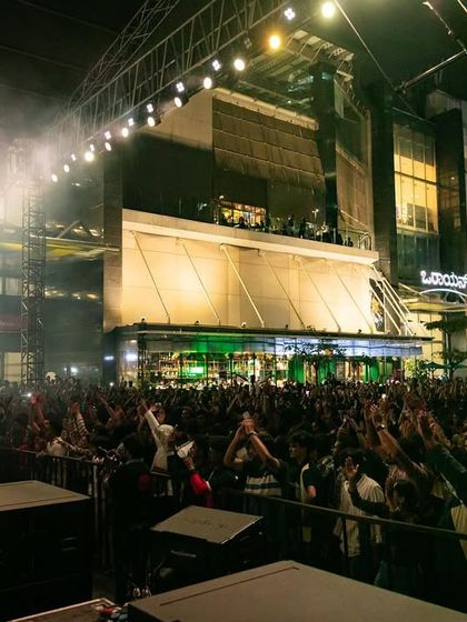 The view from the stage, looking out at the massive crowd at Orion Mall for the festival.