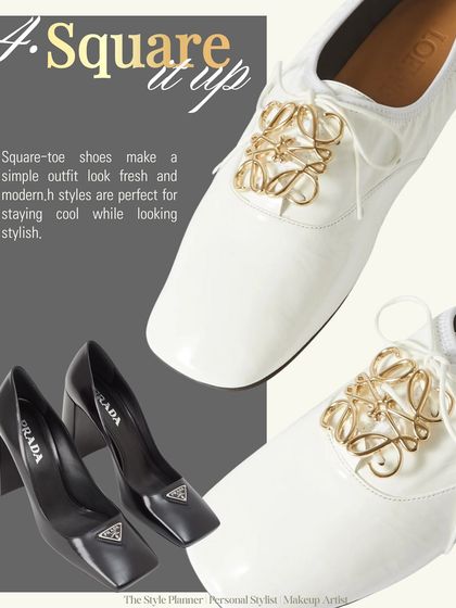 Square-toe shoes are a modern and fresh choice. Whether as heels or flats, this silhouette instantly updates your look.
