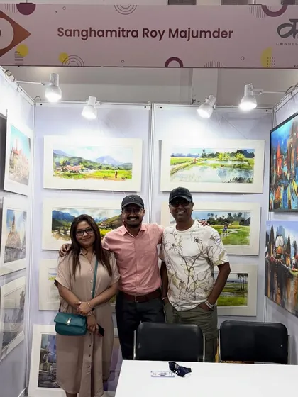 With fellow artists at an art show in Kolkata. The art community is a great source of inspiration and friendship, and I cherish these connections.