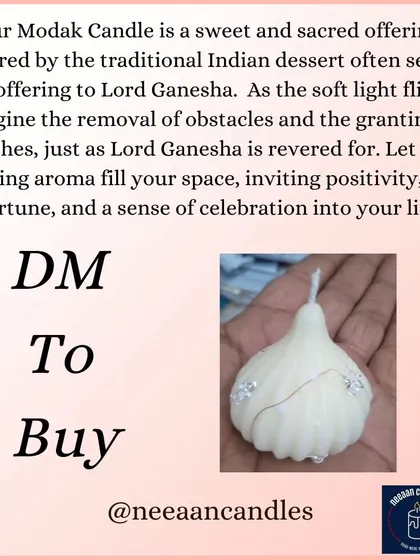Our Modak Candle is a sweet and sacred offering, inspired by the traditional Indian dessert. Let the soothing aroma fill your space, inviting positivity and good fortune.