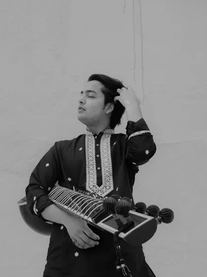 A thoughtful black and white portrait from the "Rang Morla" series.