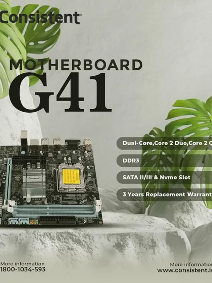 The G41 motherboard supports a range of classic Intel processors, including Dual-Core, Core 2 Duo, and Core 2 Quad. It uses DDR3 RAM and even includes an NVMe slot, offering a unique upgrade path for legacy systems.