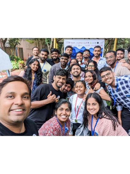 A large group selfie from the pool party. These events are great for fellowship and fun.