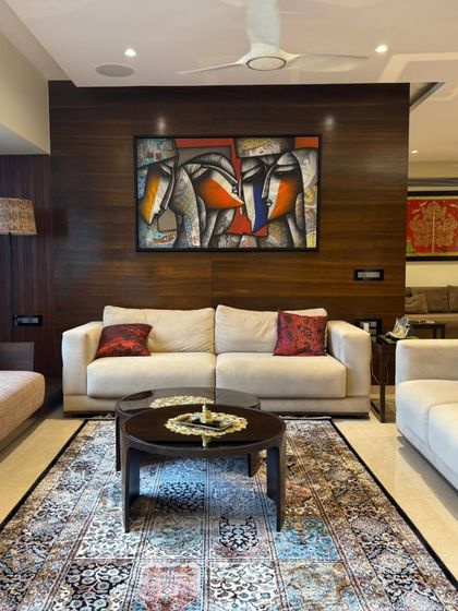 The same living room as ID 72, seen from a different angle, showcasing the impressive scale and impact of the Jagannath Paul painting.