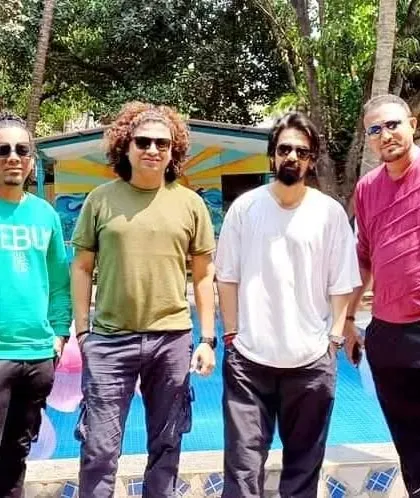 A casual photo with some of my bandmates. We are more than just a band; we are a group of friends who share a deep passion for music.