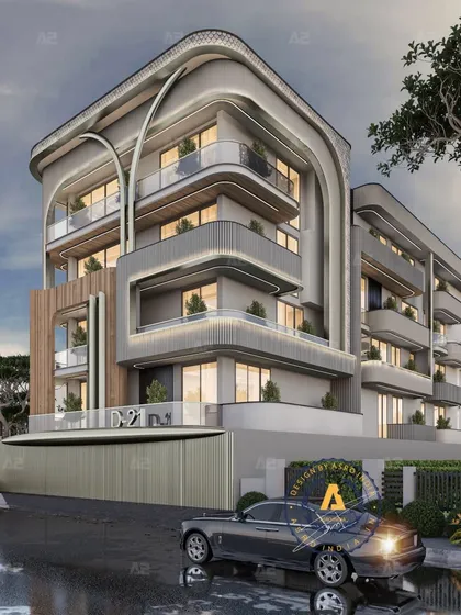 This facade proposal for a plot in South Extension showcases a sophisticated interplay of textures. Sleek aluminum shingles, warm wood accents, and textured concrete panels create a captivating and durable visual narrative.