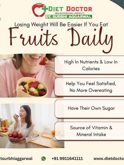 This infographic reinforces the benefits of daily fruit consumption for weight loss. Their natural sugars provide energy without the crash, and their high nutrient content supports your overall health goals.