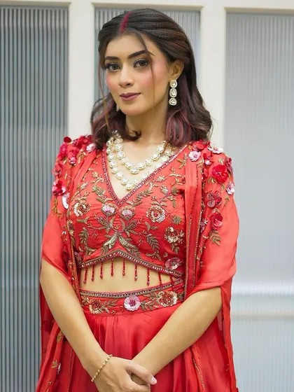 Another portrait of the client, looking serene and beautiful as she celebrates the festival.