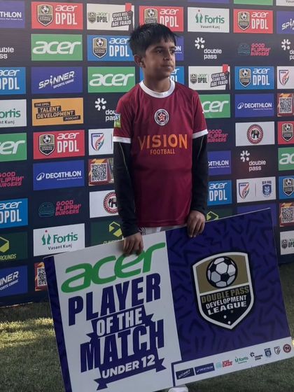 Celebrating individual excellence within the team. Parv from our Under 12 squad was named Player of the Match for his dominant performance in the Double Pass Development League (DPDL).