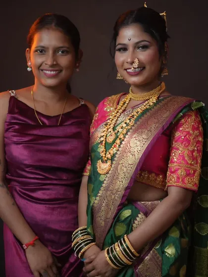 Another successful student creation, a traditional Maharashtrian bridal look with intricate details.