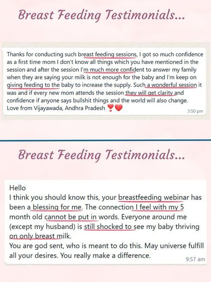 These testimonials from my breastfeeding webinar show how the right information brings clarity and confidence. Mothers share how they feel empowered to answer family members' doubts and feel a deeper connection with their babies.