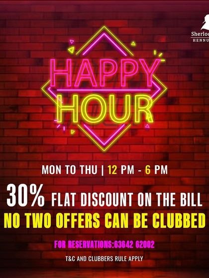 Another version of my happy hour offer. A flat 30% discount on the bill from Monday to Thursday, 12 PM to 6 PM.