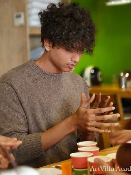 A student at our off-site workshop concentrates on his project. These events offer a unique escape from the everyday routine.