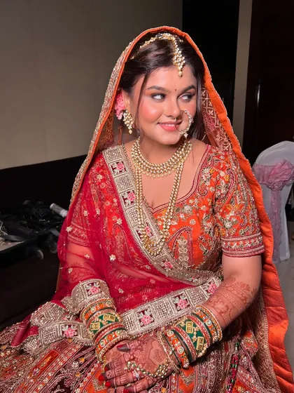 A beautiful candid moment of my bride Ankita during her phera ceremony, looking radiant and happy.