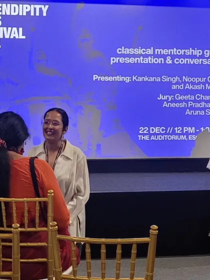 Interacting with fellow jury members and artists at the Classical Mentorship Grant presentations at Serendipity Arts Festival.