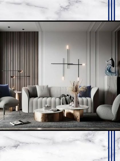 This is the epitome of grandeur in a living room. With plush sofas, modern lighting fixtures, and high ceilings, this conceptual design shows the level of sophistication we aim for.