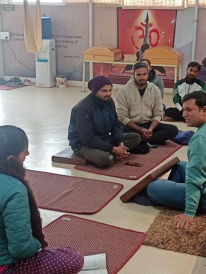 An interactive Q&A session during our medical yoga workshop. I believe in open dialogue to clarify doubts and ensure every teacher leaves with practical, applicable knowledge.