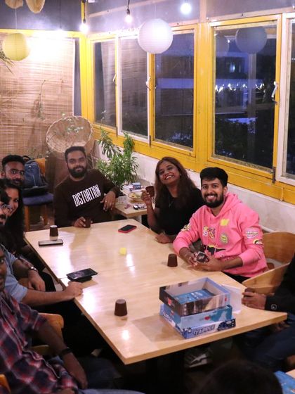 Laughter and good times around the table. This is what our board game nights are all about: connecting with people and having fun.