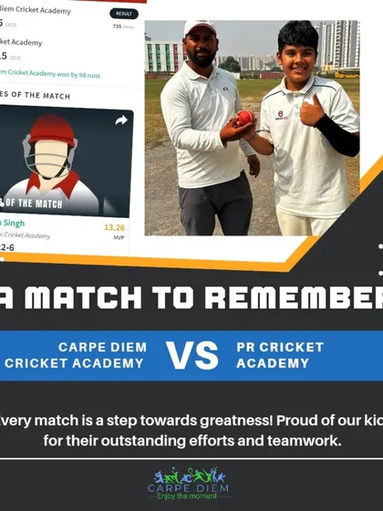 Sourish Singh's incredible 6-wicket haul earned him the Player of the Match. We focus on creating match-winners through dedicated coaching.