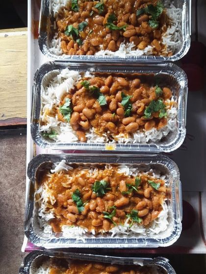 A bulk order of our delicious Rajma and Rice combos. It's a popular choice for office lunches and student meals.