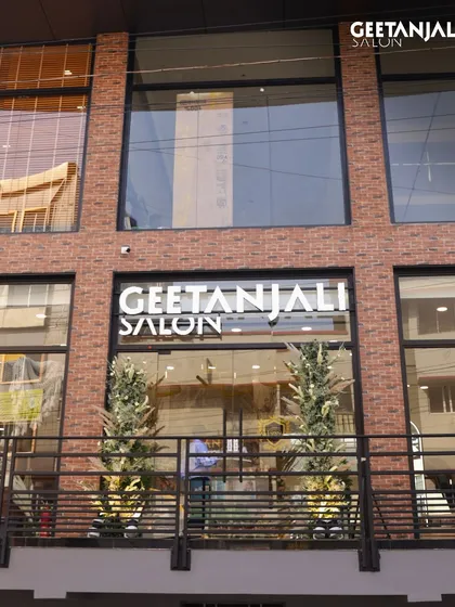 Our new home in Jamshedpur. The impressive brick facade of our Bistupur salon promises a high-end beauty experience inside.