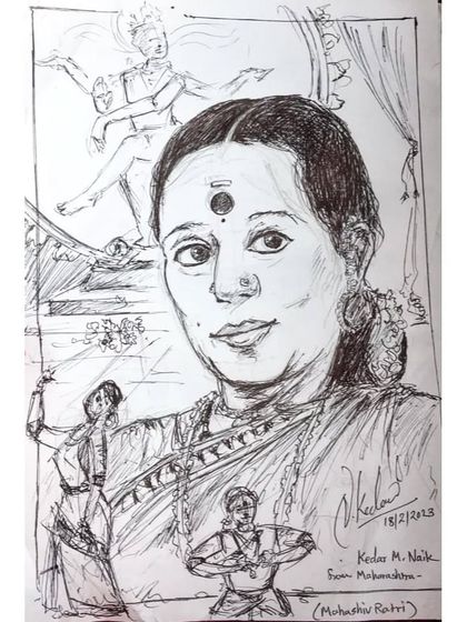 A talented artist, Kedar M. Naik, drew this live sketch of me during my lecture demonstration at CCRT. It was a pleasant surprise and a beautiful, spontaneous tribute.