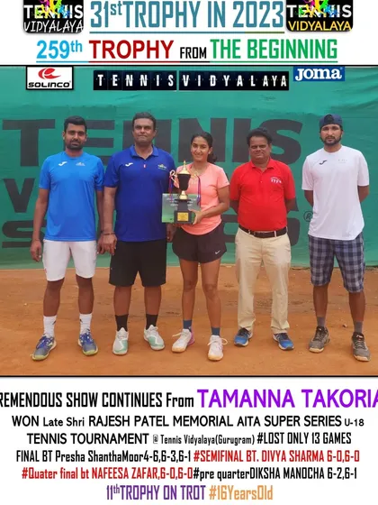 A tremendous show from Tamanna Takoria, winning the Rajesh Patel Memorial AITA Super Series U-18 tournament.