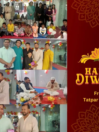 A collage capturing the joyous moments from our Diwali celebration. From the pooja to spending time together, it was a wonderful day for our Tatpar Parivar.