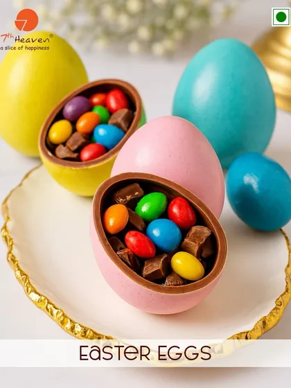 Crack open happiness this Easter. Our colorful chocolate Easter Eggs are filled with even more chocolate and candy-coated treats.